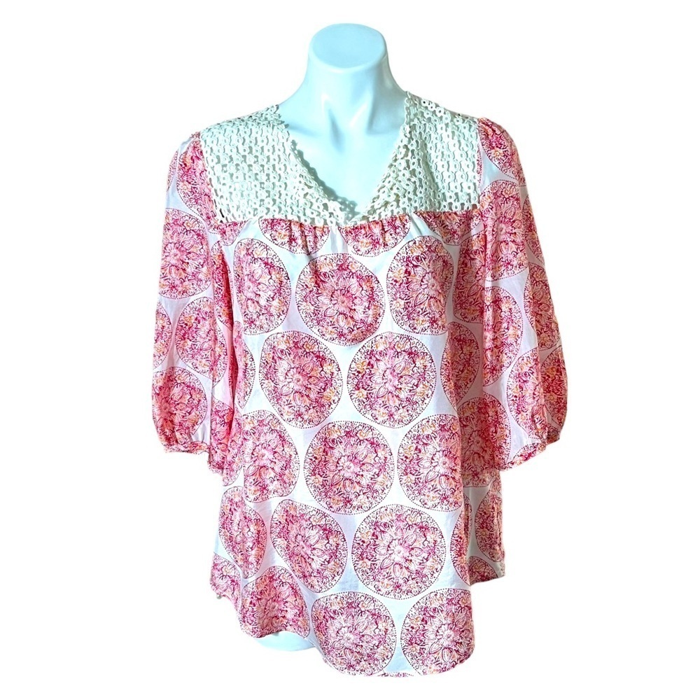 Calypso St Barth For Target Silk Blouse Size Medium Pink/Orange
